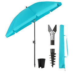Sekey 3-in-1 Sonnenschirm mit Erdspieß 160cm – höhenverstellbar & neigbar, UV-Schutz 50+, stabiler Strandschirm für Strand, Garten & Camping