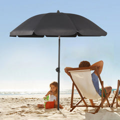 Sekey 3-in-1 Sonnenschirm mit Erdspieß 160cm – höhenverstellbar & neigbar, UV-Schutz 50+, stabiler Strandschirm für Strand, Garten & Camping