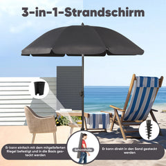 Sekey 3-in-1 Sonnenschirm mit Erdspieß 160cm – höhenverstellbar & neigbar, UV-Schutz 50+, stabiler Strandschirm für Strand, Garten & Camping