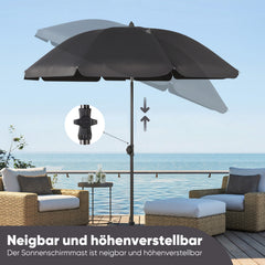 Sekey 3-in-1 Sonnenschirm mit Erdspieß 160cm – höhenverstellbar & neigbar, UV-Schutz 50+, stabiler Strandschirm für Strand, Garten & Camping