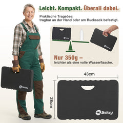 Sekey Kniekissen Gartenarbeit – 40 mm Extra Dicke Knie-Matte aus EVA, Rutschfest & Wasserfest, Multifunktionale Knieunterlage mit Griff, 43×28×4 cm