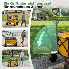 Sekey XXL Faltbarer Bollerwagen 135L – 150kg Belastbar, Leichter Handwagen mit Breiten All-Terrain Rädern, Bremse & 4-Wege Sofortaufbau Transportwagen, 4031