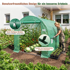 Sekey Winterfestes Foliengewächshaus 3×2×2 m – 6 m² Folientunnel aus verzinktem Stahl, 2 m Stehhöhe, 2 Türen & 4 Fenster, 140 g/m² PE-Folie inkl. Profi-Verankerung