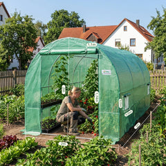 Sekey Winterfestes Foliengewächshaus 3×2×2 m – 6 m² Folientunnel aus verzinktem Stahl, 2 m Stehhöhe, 2 Türen & 4 Fenster, 140 g/m² PE-Folie inkl. Profi-Verankerung