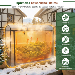 Sekey Dachdesign Gewächshaus Tomatengewächshaus – Foliengewächshaus mit Schrägdach, stabil & winterfest, für Balkon und Garten, 180 × 150 × 50 cm