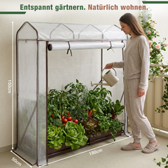 Sekey Dachdesign Gewächshaus Tomatengewächshaus – Foliengewächshaus mit Schrägdach, stabil & winterfest, für Balkon und Garten, 180 × 150 × 50 cm
