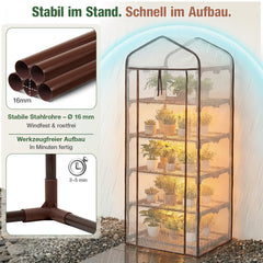 Sekey Mini Tomatengewächshaus 5 Etagen – Großes Balkon-Gewächshaus, winterfest & stabil für Indoor & Outdoor mit flexiblem Pflanzsystem