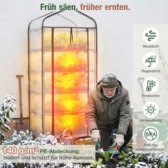 Sekey Mini Tomatengewächshaus 5 Etagen – Großes Balkon-Gewächshaus, winterfest & stabil für Indoor & Outdoor mit flexiblem Pflanzsystem