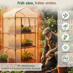 Sekey Mini Tomatengewächshaus 3 Etagen – Winterfestes Balkon-Gewächshaus für Indoor & Outdoor mit flexiblem Pflanzsystem