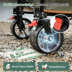 Sekey XXL Faltbarer Bollerwagen 135L – 150kg Belastbar, Leichter Handwagen mit Breiten All-Terrain Rädern, Bremse & 4-Wege Sofortaufbau Transportwagen, 4031