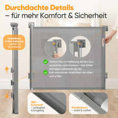 Sekey Ausziehbares Treppenschutzgitter 0–150 cm – TÜV-zertifiziertes Baby- & Haustiergitter, 97 cm hoch, ohne Bohren, für Treppe, Tür & Flur