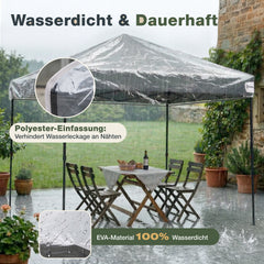Sekey Faltpavillon 3x3 m mit 4 Seitenteilen & transparentem EVA-Regenschutz – Wasserdichter Gartenpavillon, Pop-Up Partyzelt mit 420D Oxford-Gewebe & UPF 50+