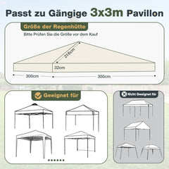 Sekey Pavillon Ersatzdach 3x3 Transparent – Wasserdicht & Winterfest, 270g/m² EVA Dachplane Stabil, Ersatzdach für Pavillon 3x3 für Garten, Terrasse & Outdoor