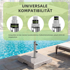 Sunula Granit Sonnenschirmständer 25 kg für Balkon & Garten, Edelstahlrohr, für Schirmstangen 22–38 mm, quadratische Terrassenplatte 38×38 cm, witterungsbeständig