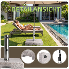 Sunula Granit Sonnenschirmständer 25 kg für Balkon & Garten, Edelstahlrohr, für Schirmstangen 22–38 mm, quadratische Terrassenplatte 38×38 cm, witterungsbeständig