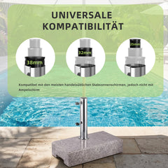 Sunula Granit Sonnenschirmständer 25 kg für Balkon & Garten, Edelstahlrohr, für Schirmstangen 22–38 mm, halbe Terrassenplatte 45×22,5 cm, witterungsbeständig