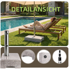 Sunula Granit Sonnenschirmständer 25 kg für Balkon & Garten, Edelstahlrohr, für Schirmstangen 22–38 mm, halbe Terrassenplatte 45×22,5 cm, witterungsbeständig