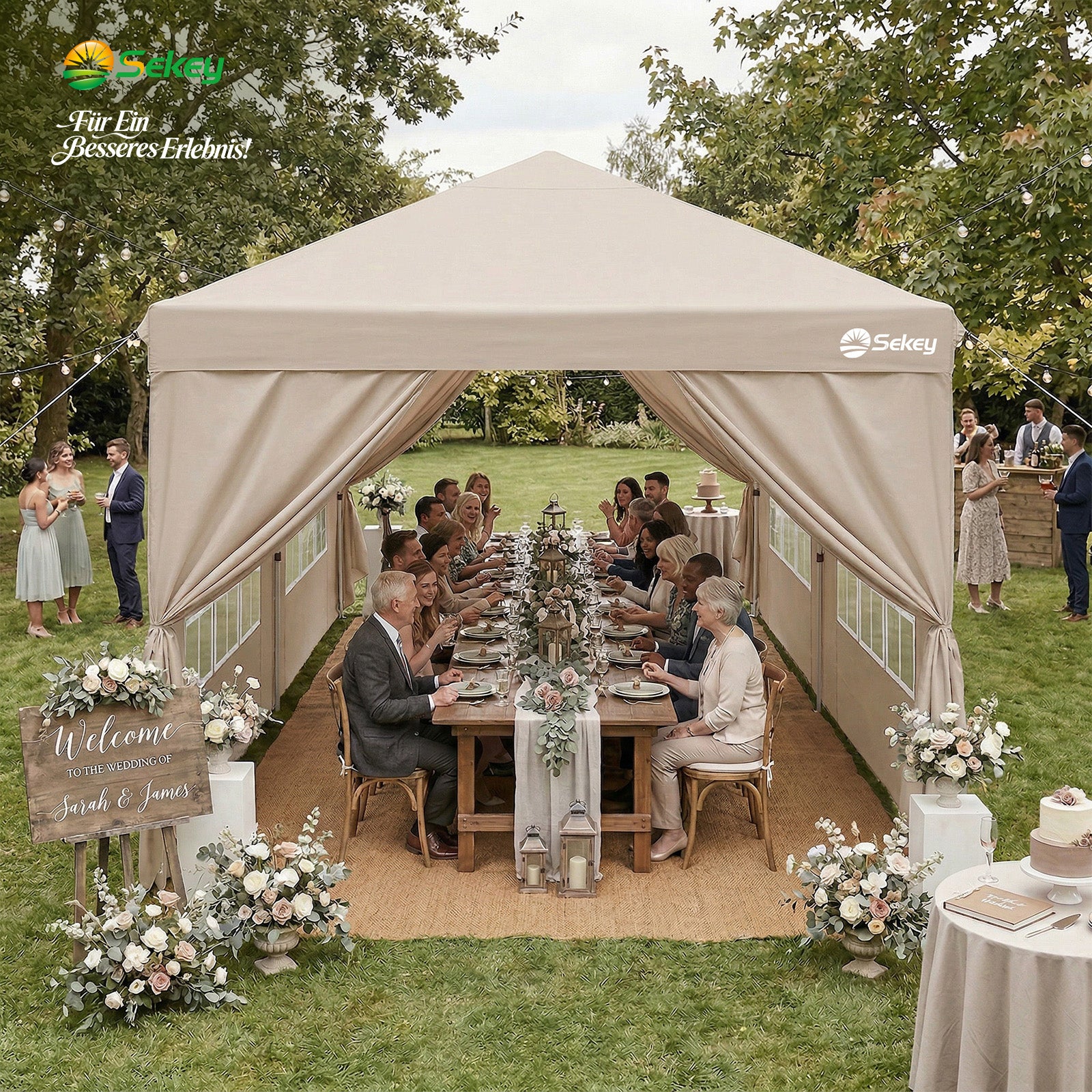 Sekey 3x6m One-Touch Pop-Up Pavillon mit Seitenwänden – Wasserdicht & – sekeymall