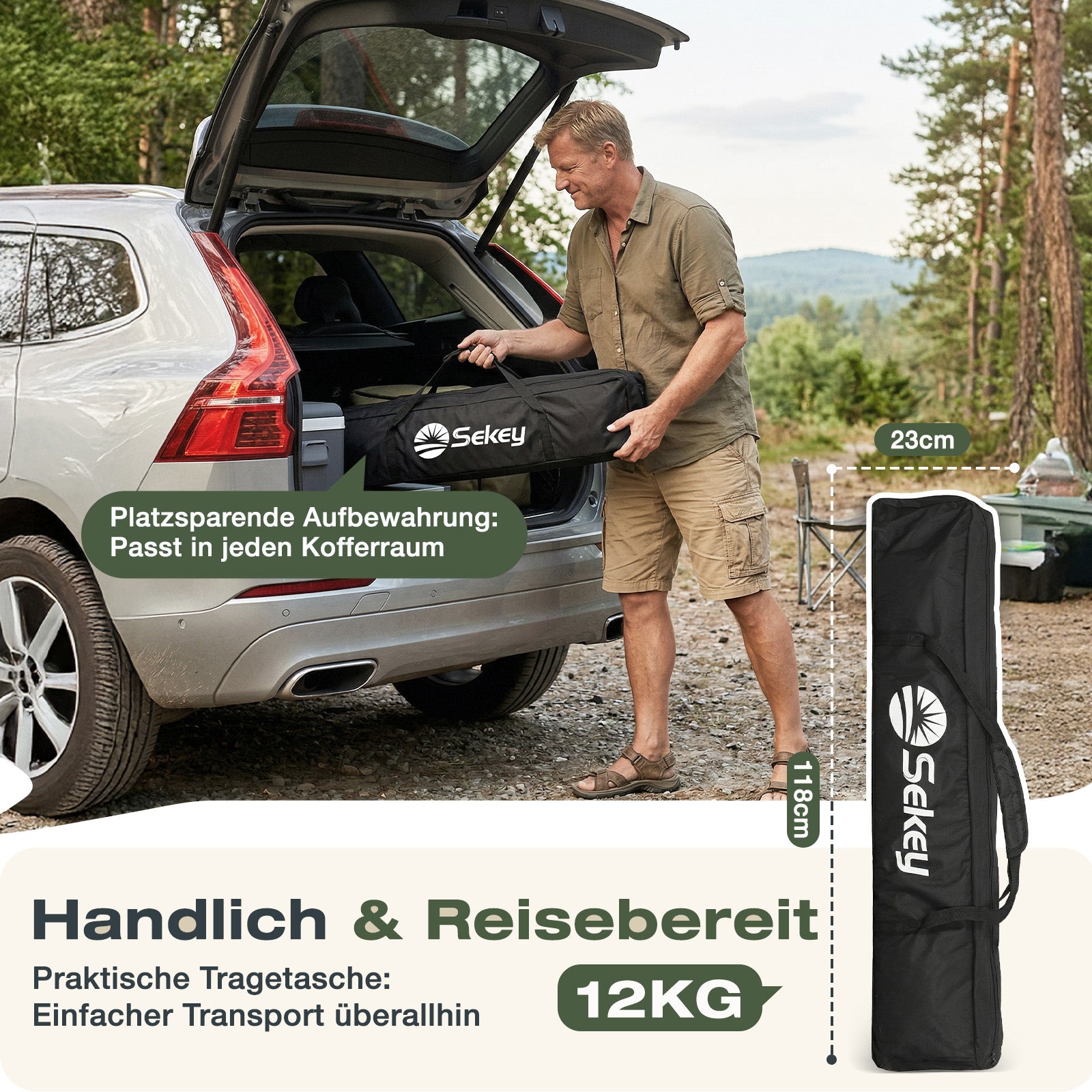 Sekey 2x2m Pop-Up Pavillon mit Seitenwänden – Wasserdicht, Windfest &