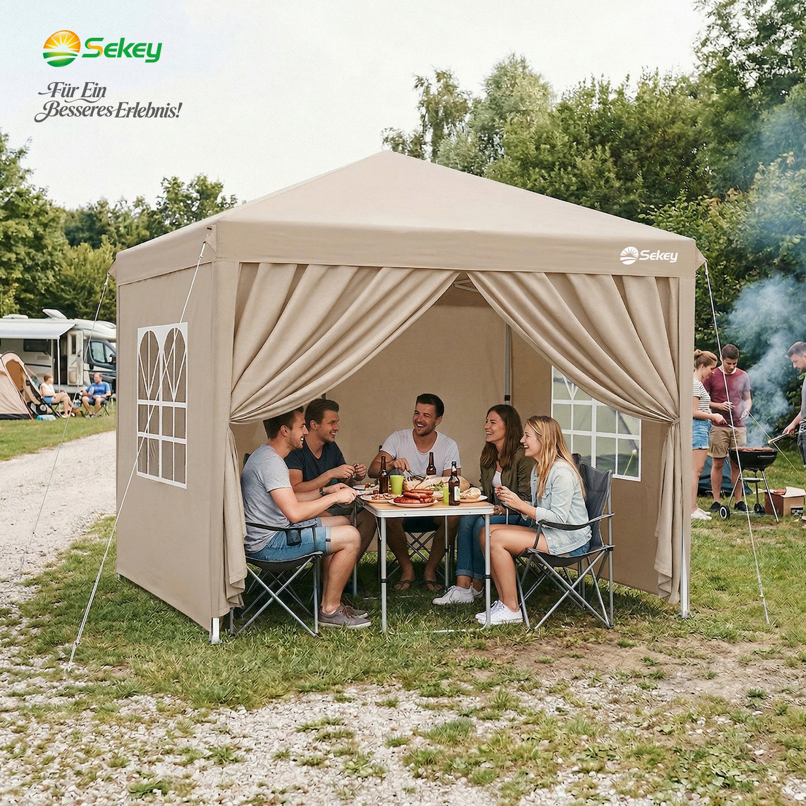 Sekey 2x2m Pop-Up Pavillon mit Seitenwänden – Wasserdicht, Windfest & – sekeymall