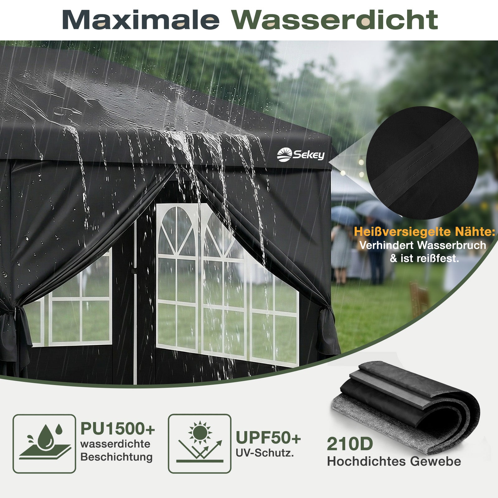 Sekey 3x6m One-Touch Pop-Up Pavillon mit Seitenwänden – Wasserdicht & – sekeymall