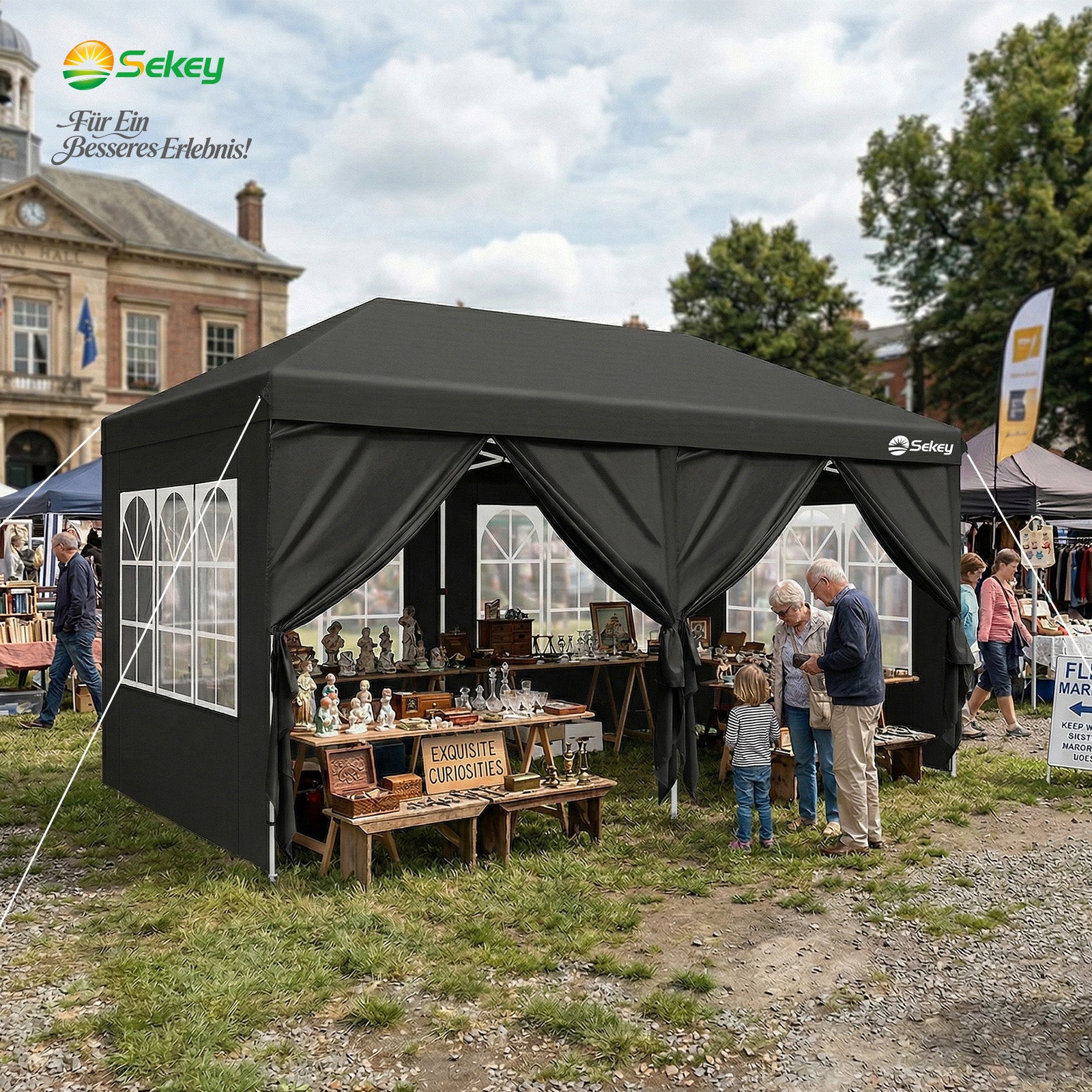 zelt 3x6m wasserdicht Sekey 3x6m One-Touch Pop-Up Pavillon mit Seitenwänden – Wasserdicht & – sekeymall