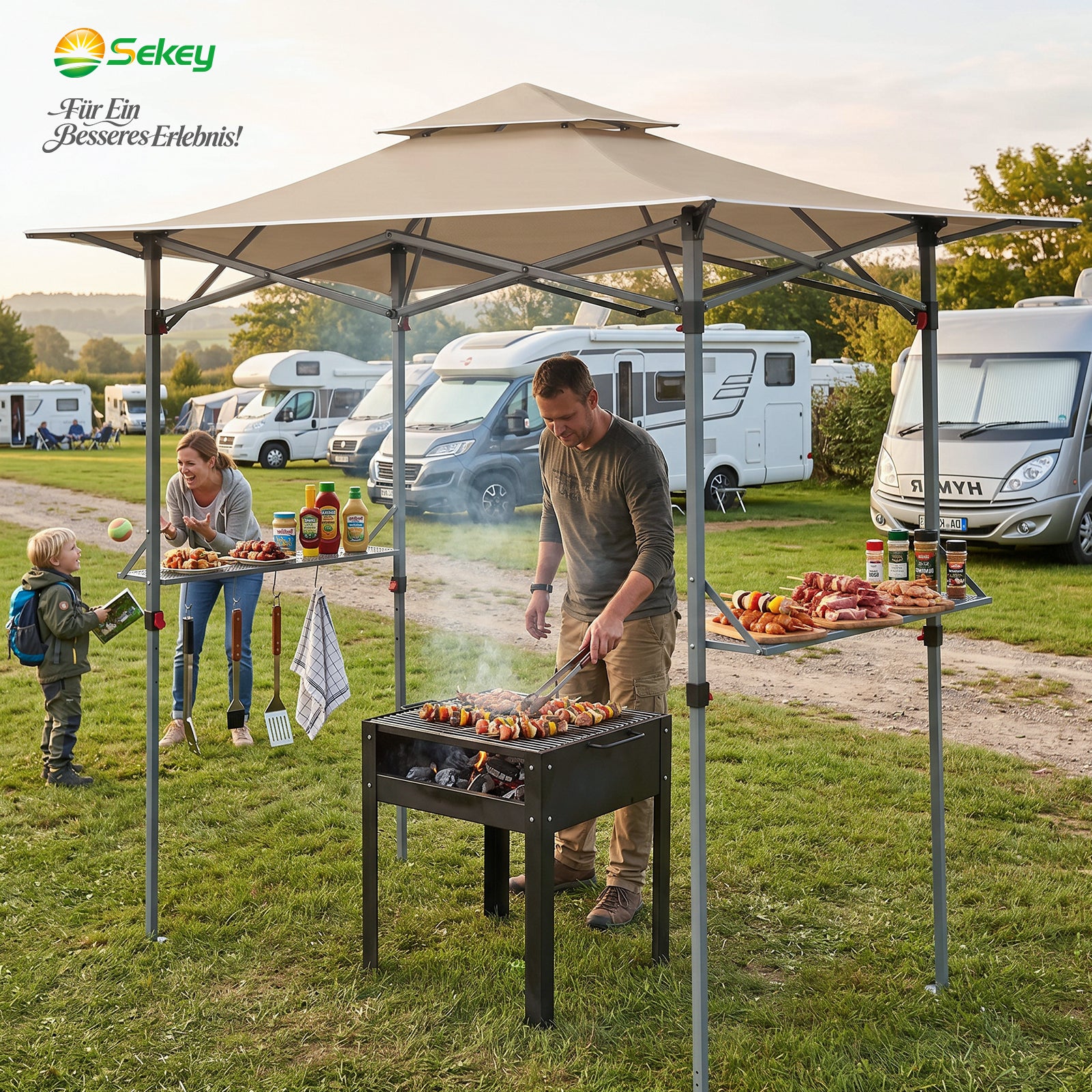 smoker zelt Sekey Grillpavillon Faltbar 250 x 150 cm – Wetterfest & Winterfest, Po – sekeymall