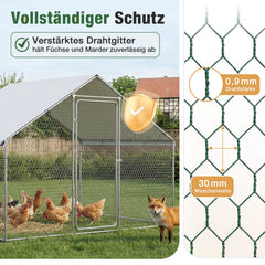 Sekey XXL Hühnerstall 2x3x2m winterfest & begehbar – Freilaufgehege für 4–15 Hühner, feuerverzinkte Voliere mit UV-Dach, fuchs- & mardersicher