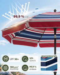 Sunula Sonnenschirm 180 cm, Balkonschirm mit Schutzhülle, höhenverstellbar & knickbar, UPF 50+ UV-Schutz, Gartenschirm mit Metallmast für Balkon, Terrasse & Garten