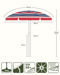 Sunula Sonnenschirm 180 cm, Balkonschirm mit Schutzhülle, höhenverstellbar & knickbar, UPF 50+ UV-Schutz, Gartenschirm mit Metallmast für Balkon, Terrasse & Garten
