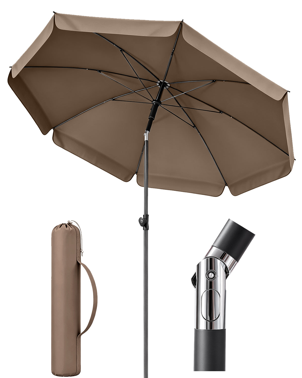 Sunula Sonnenschirm 180 cm, Balkonschirm mit Schutzhülle, höhenverstellbar & knickbar, UPF 50+ UV-Schutz, Gartenschirm mit Metallmast für Balkon, Terrasse & Garten