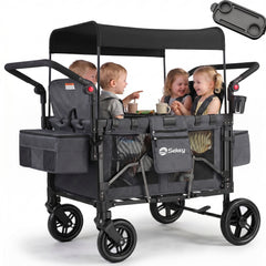 Sekey Kinder-Bollerwagen 7070, faltbar, mit Zwillingsmodus Face-to-Face & Back-to-Back, 80 kg Tragkraft, 5-Punkt-Gurt, 4-Rad-Federung, Sonnendach, Kühltasche & Getränkehalter  Produktbeschreibung