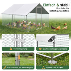 Sekey XXL Hühnergehege 4 × 3 × 2 m – Begehbarer Hühnerstall für 18–24 Hühner, feuerverzinkt, wetterfest