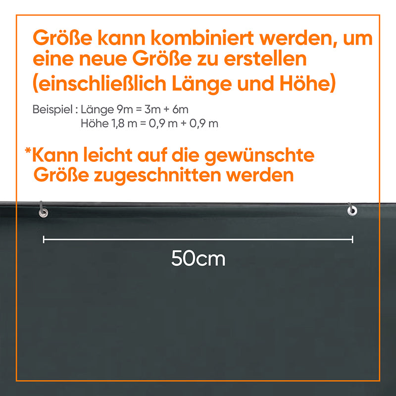 Sekey Balkon Sichtschutz aus Oxford-Gewebe ohne Kordel, Anthrazit