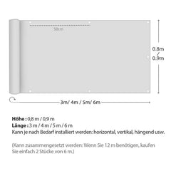 Sekey Balkon Sichtschutz aus Oxford-Gewebe ohne Kordel, Anthrazit Sekey