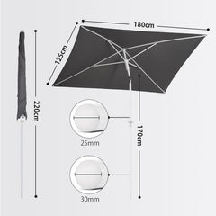 Sekey 180 x 125 cm balcony umbrella rectangular with protective cover, sun protection UV50+