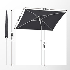 Sekey 180 x 125 cm balcony umbrella rectangular with protective cover, sun protection UV50+