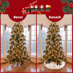 Salcar Weihnachtsbaumdecke Weiß – Runde Plüsch Christbaumdecke aus Kunstfell, Deko für Weihnachtsbaum, Party & Hochzeit Salcar