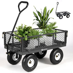 Sekey 100L / 300KG Gartenwagen mit abnehmbaren Seitenteilen und Vollgummi-Luftreifen