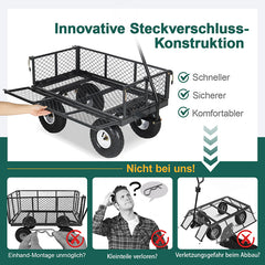 Sekey 100L / 300KG Gartenwagen mit abnehmbaren Seitenteilen und Vollgummi-Luftreifen