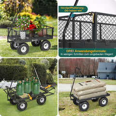 Sekey 100L / 300KG garden trolley with removable side panels and pneumatic tires 