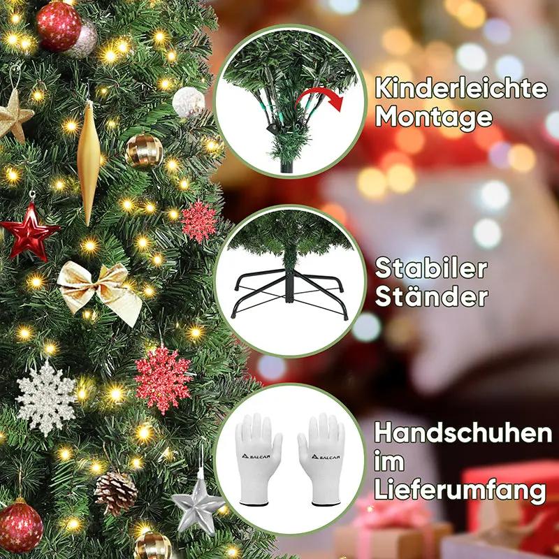 Salcar PVC Künstlicher Weihnachtsbaum Schmal, Klappsystem & Ständer – sekeymall