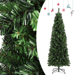 Salcar PVC Artificial Christmas Tree Narrow, Fir Tree Christmas Tree Artificial Quick Assembly with Folding System, Christmas Tree Stand and Gloves