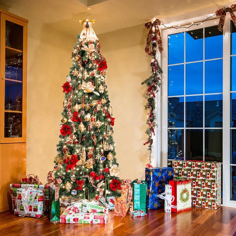 Salcar PVC Künstlicher Weihnachtsbaum Schmal, Klappsystem & Ständer – sekeymall