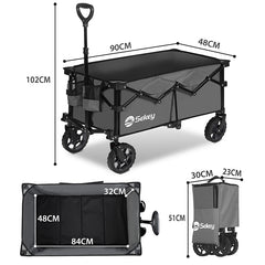 Sekey 120L /135 Faltbarer Bollerwagenmit Bremsen Handwagen Geländereifen