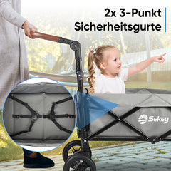 Sekey 150KG Faltbarer Bollerwagenmit Dach, Bollerwagen Kinder Handwagen