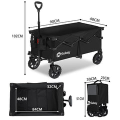 Sekey 120L /135 Foldable Handcart with Brakes Handcart Off-Road Tires