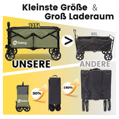 Sekey 120L /135 Foldable Handcart with Brakes Handcart Off-Road Tires