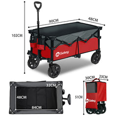 Sekey 120L /135 Foldable Handcart with Brakes Handcart Off-Road Tires