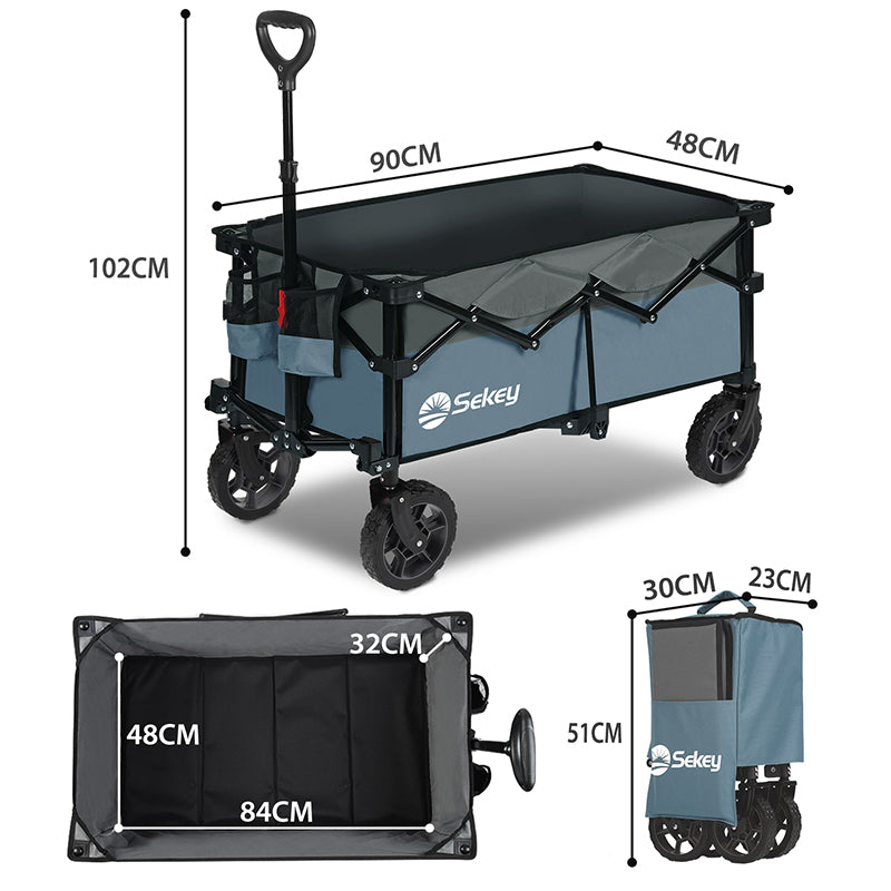 Sekey 120L /135 Faltbarer Bollerwagenmit Bremsen Handwagen Geländereifen